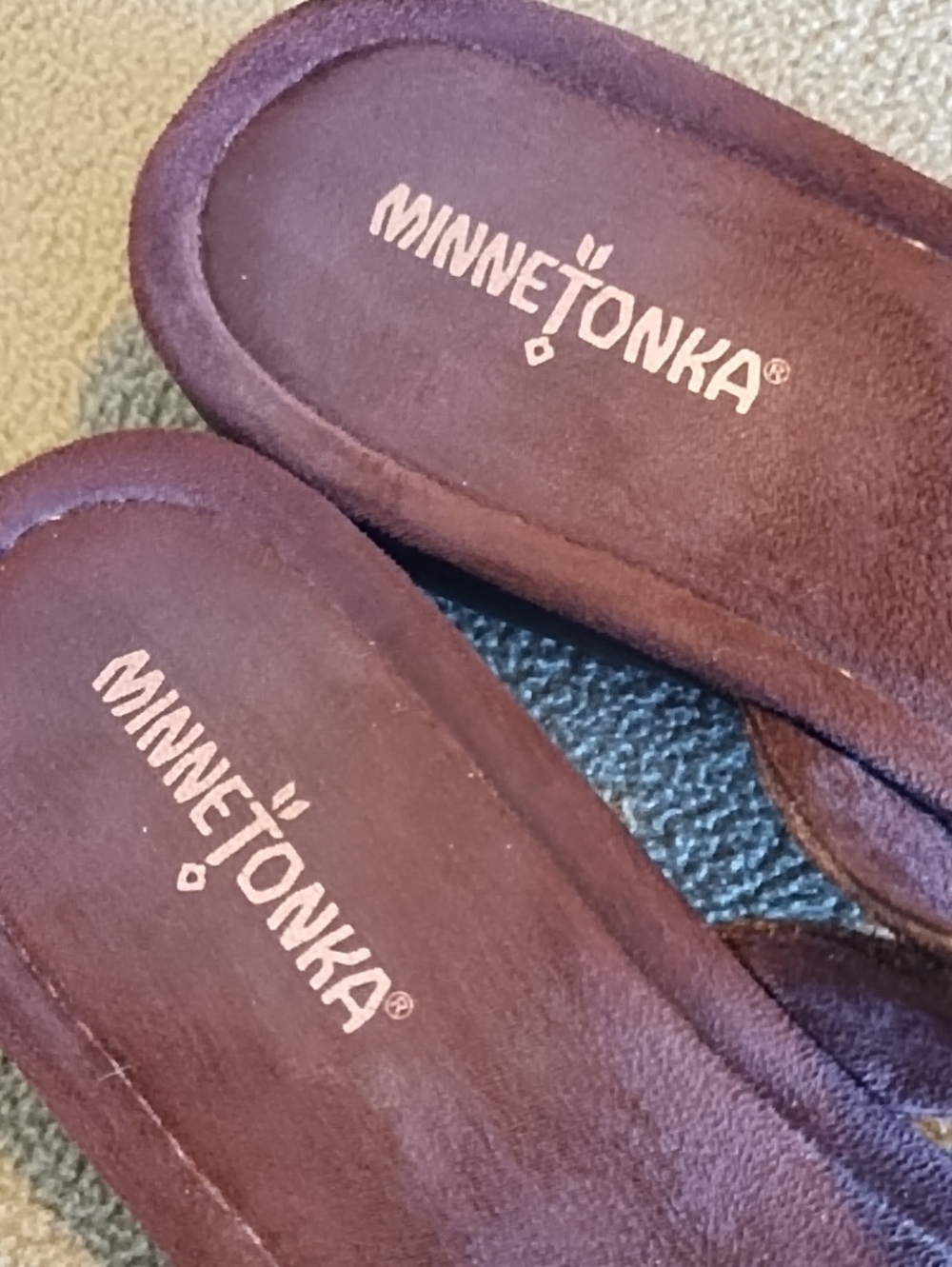 Minnetonka Bisbee Brown Suede Beaded Thong Sandals Women's Size 10 Turquoise Red - Picture 3 of 5